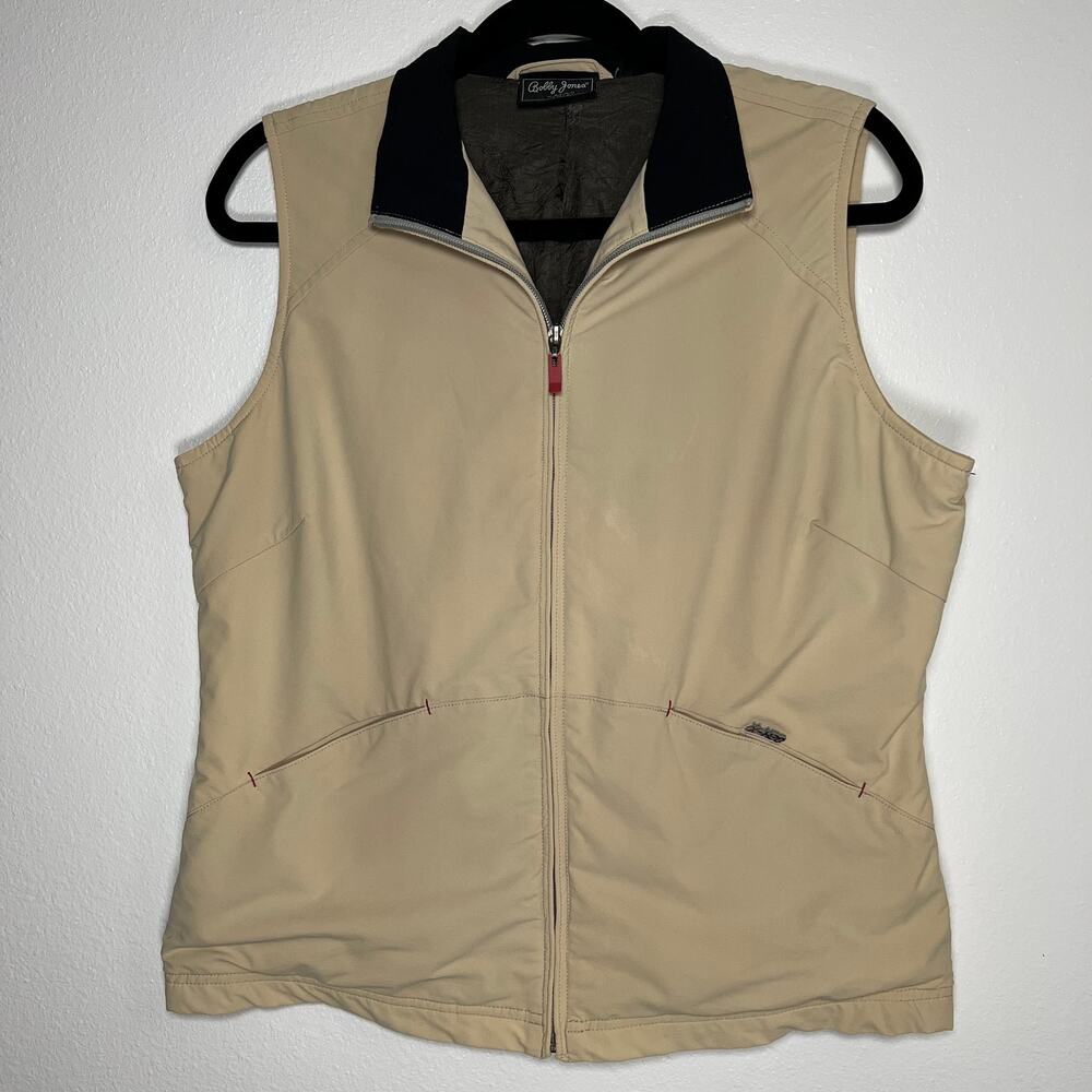 Bobby James Men's classic full zip up tan golf vest